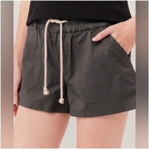 Pact Shorts Womens Large Charcoal Gray Organic Cotton Drawstring Utility Casual